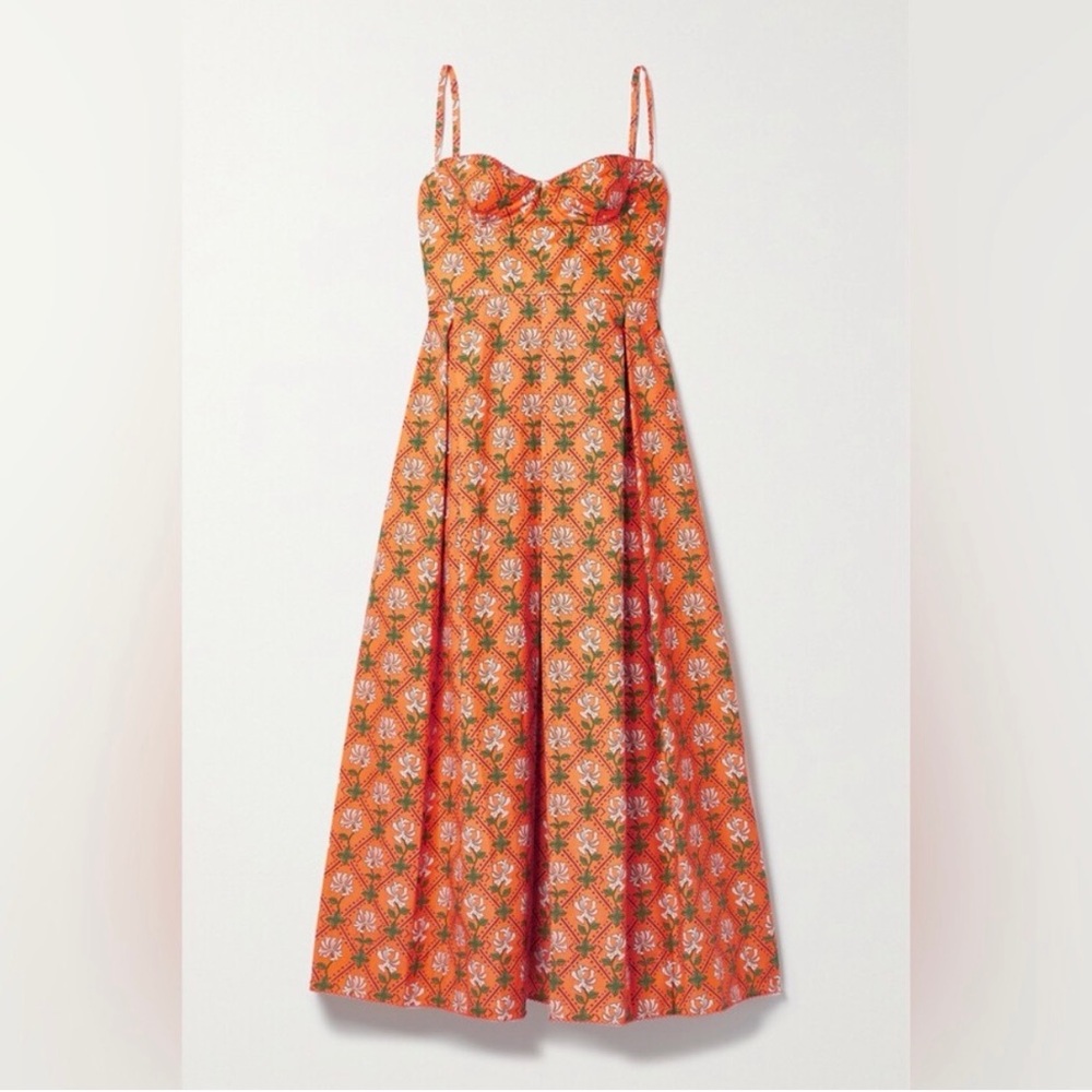 NWT AGUA BY AGUA BENDITA Mambo Herbal Floral Midi Dress - Picture 2 of 8